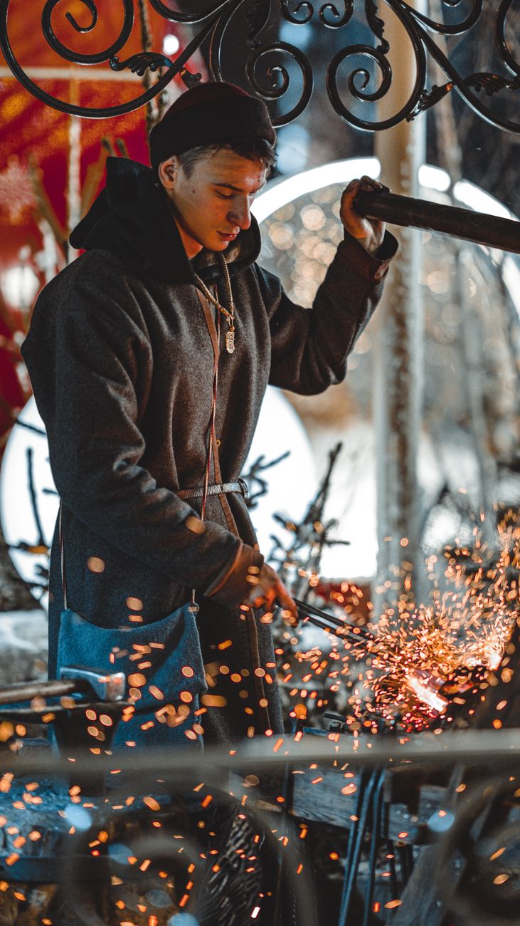 Blacksmith Forging Hot Metal Sparks